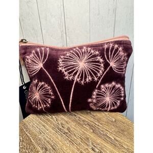 Royal Purple Velvet Pouch Dandelion Spring Bag Makeup Bag Medium: 8" x 6" NEW